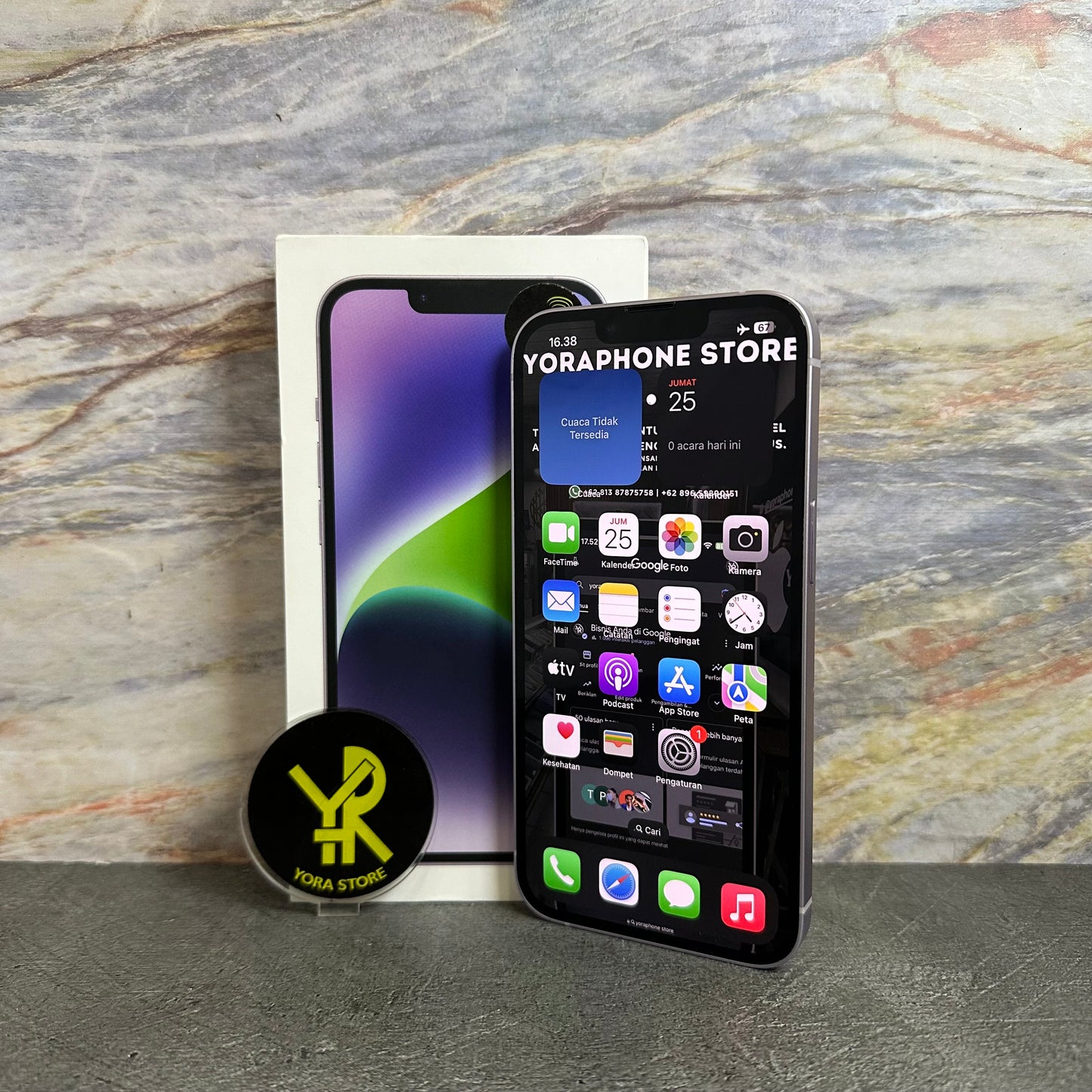 iPhone 14 Purple 128GB Second Garansi iBox 18/03/2026 Fullset LikeNew