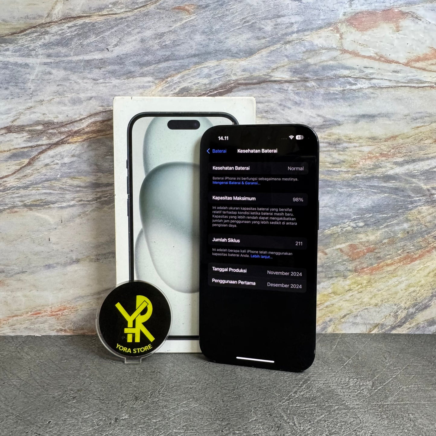 iPhone 15 Black 128GB Garansi iBox Mulus Fullset