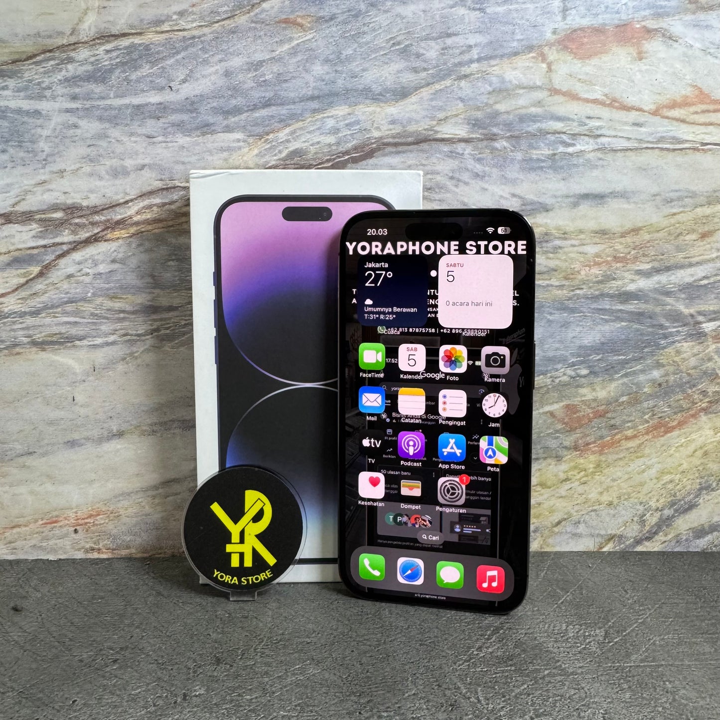 iPhone 14 Pro 512GB Deep Purple Second Resmi IMEI Terdaftar Bea Cukai (All Op, Permanent dan Bergaransi) Fullset - Mulus