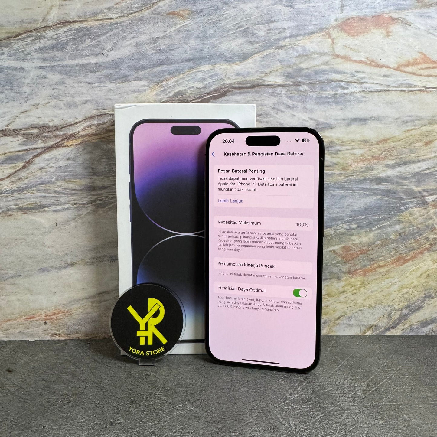 iPhone 14 Pro 512GB Deep Purple Second Resmi IMEI Terdaftar Bea Cukai (All Op, Permanent dan Bergaransi) Fullset - Mulus