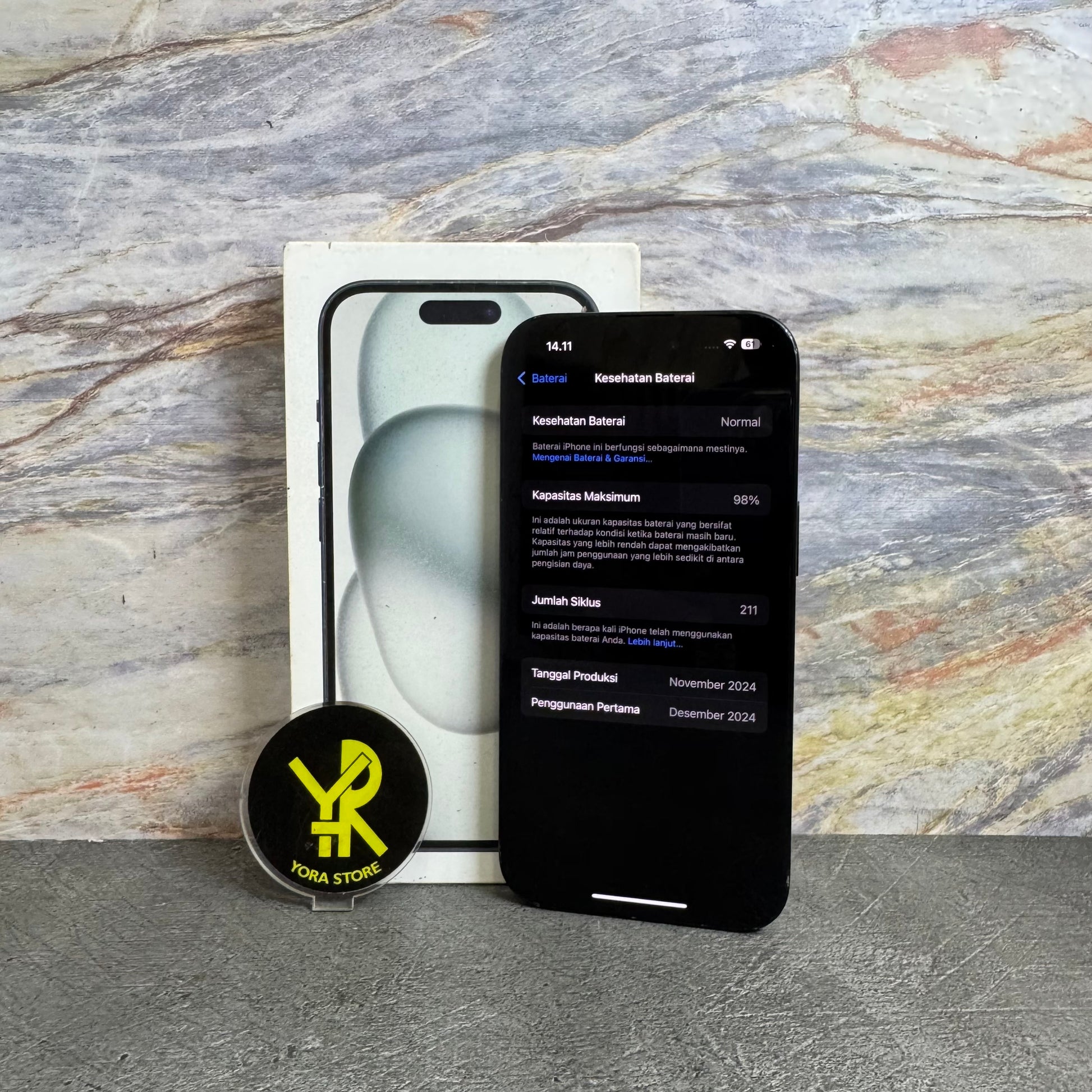 iPhone 15 Black 128GB Garansi iBox Mulus Fullset